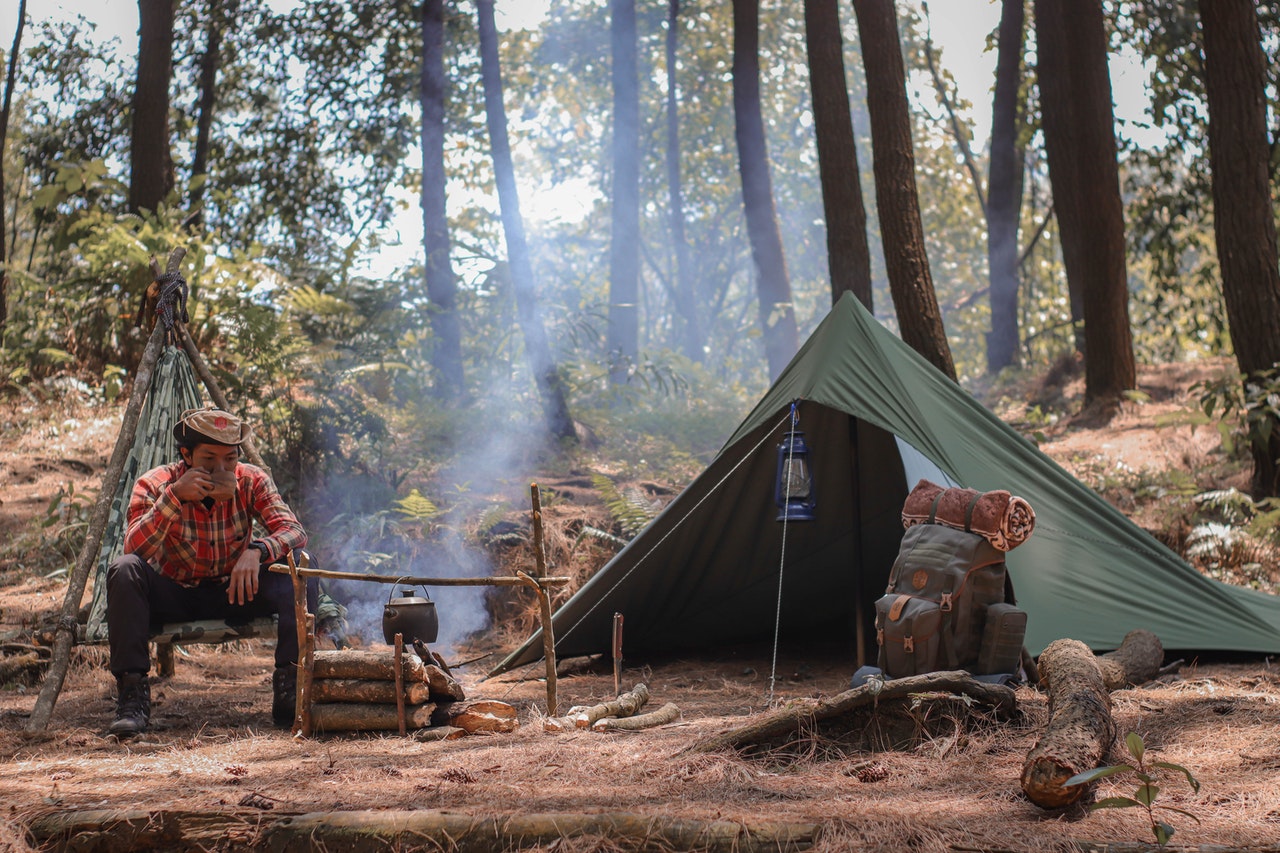 camping in the woods