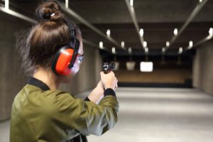 Woman in gun range
