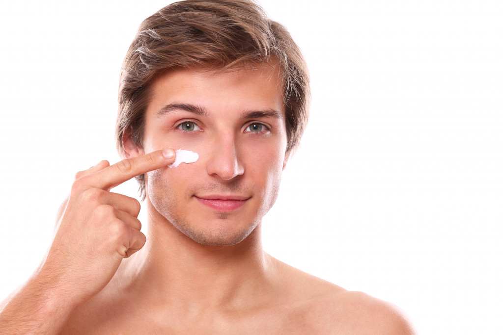 man having skincare