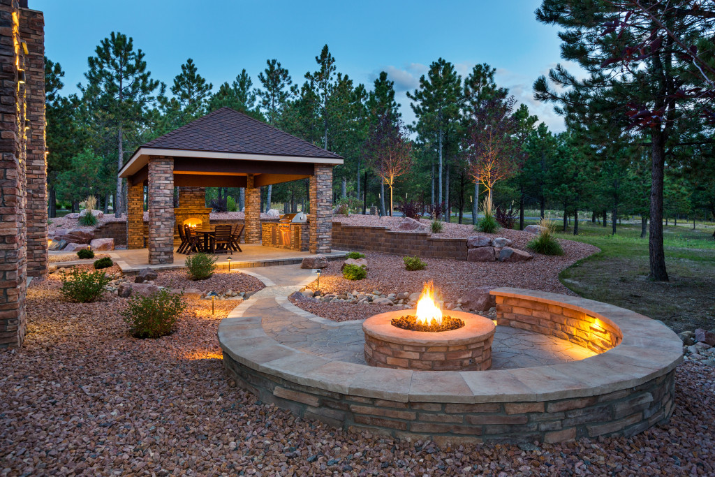 fire pit at the backyard