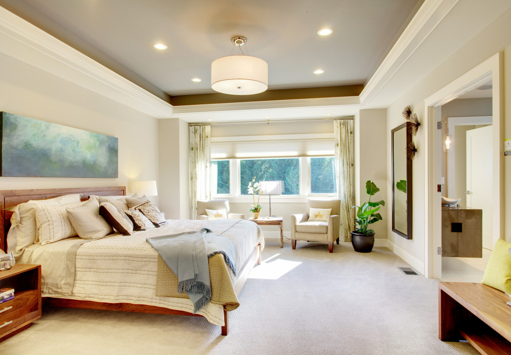 beautiful bedroom interior of new luxury home