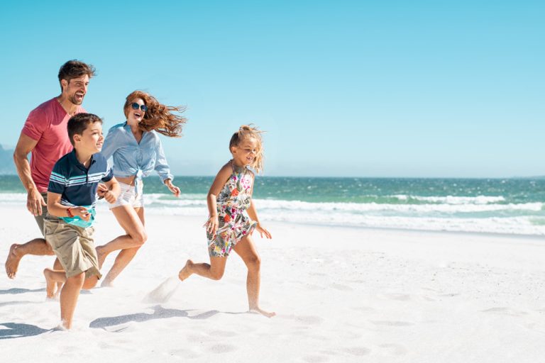 family bonding in beach