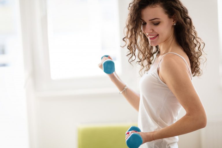 woman doing home workout