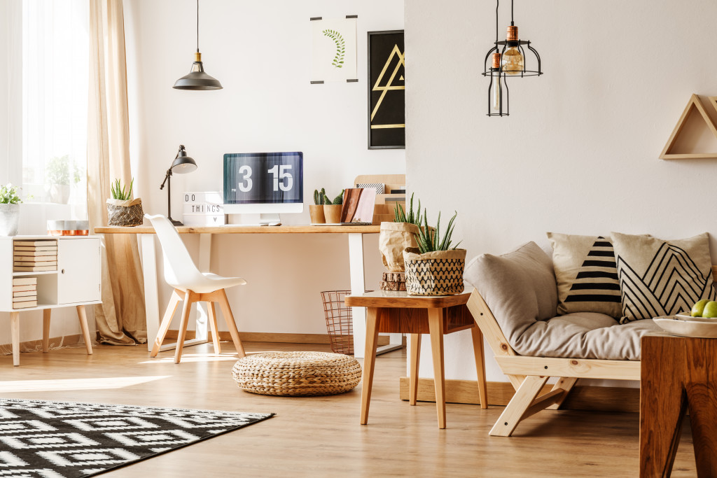 Wooden furniture inside home