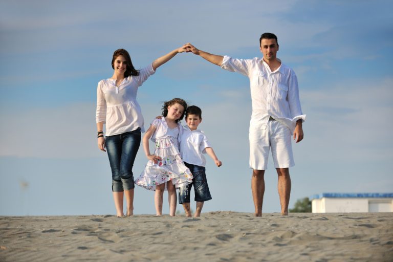 happy family at the beach