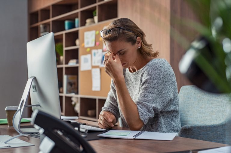 Stressed parent at home